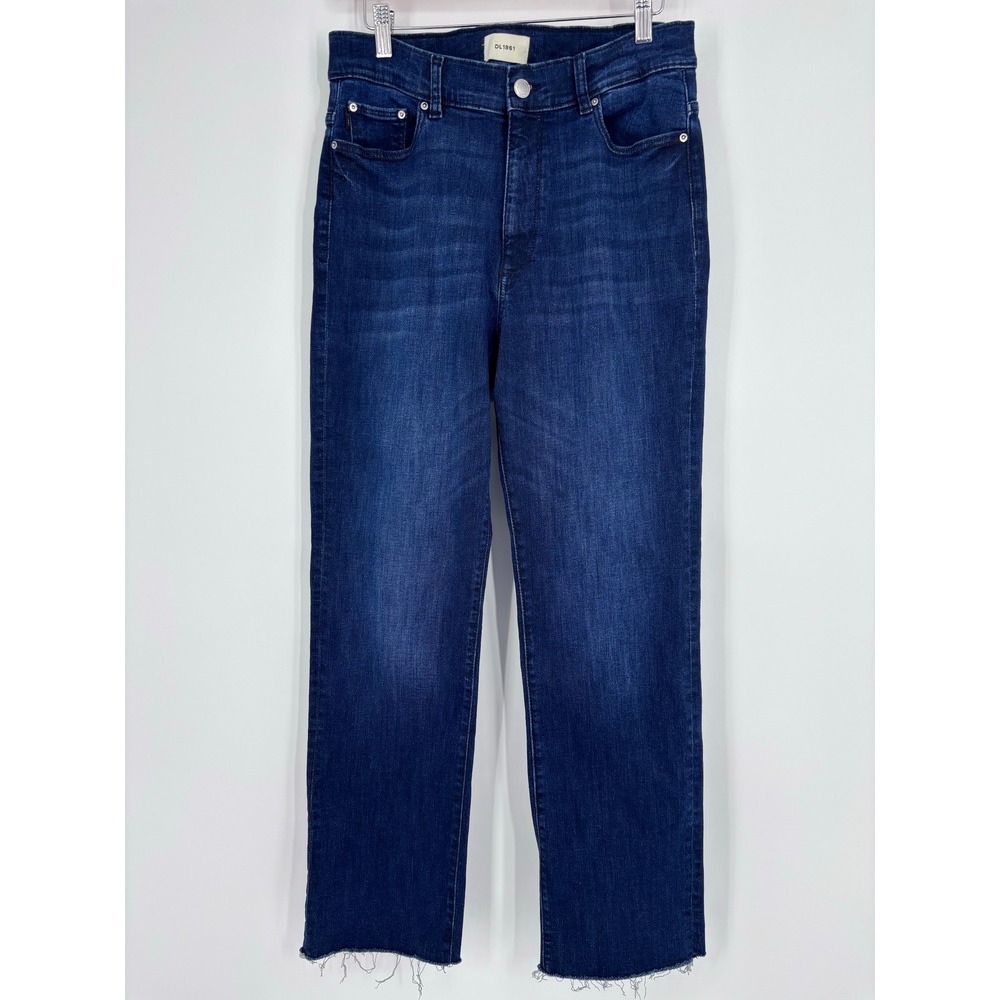DL1961 Halle Straight High Rise Instasculpt Jeans Women 31 Mediterranean Raw Hem